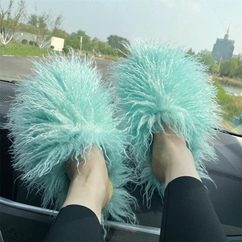 Fluffy Faux Fur Slides
