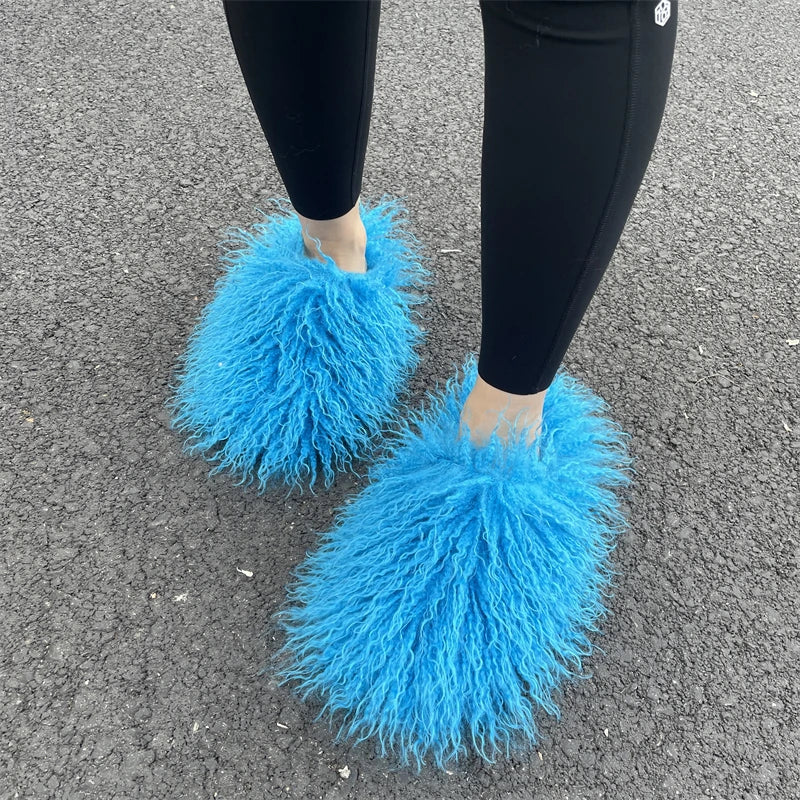 Fluffy Faux Fur Slides