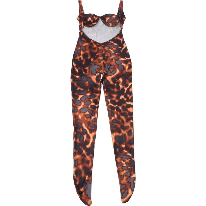 Leopard Print Bodycon Jumpsuit