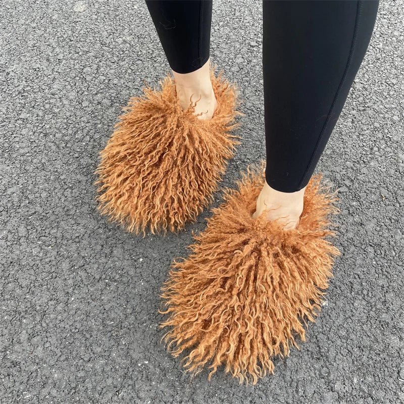 Fluffy Faux Fur Slides