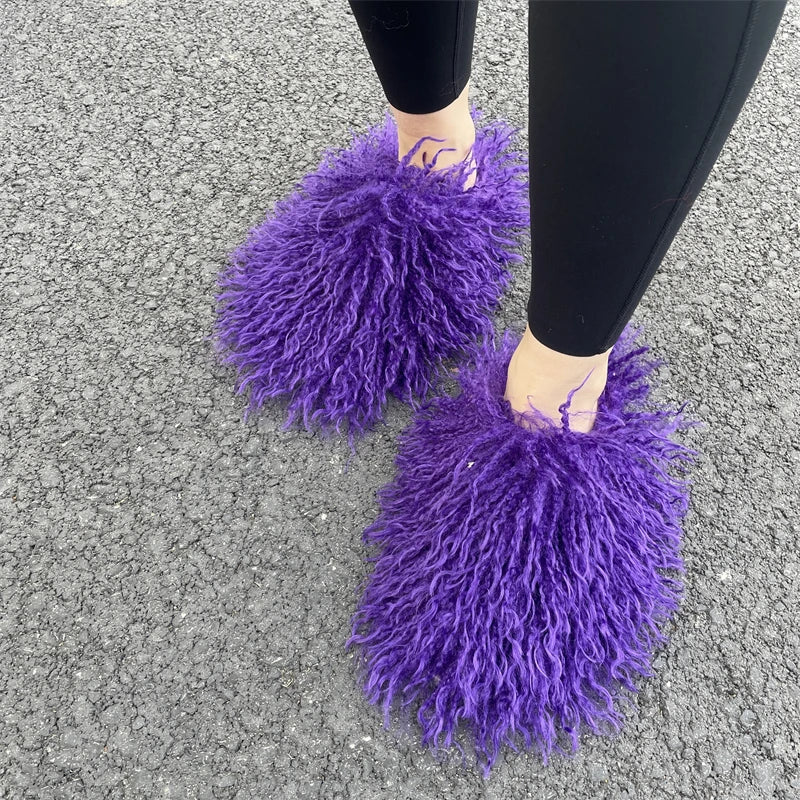 Fluffy Faux Fur Slides
