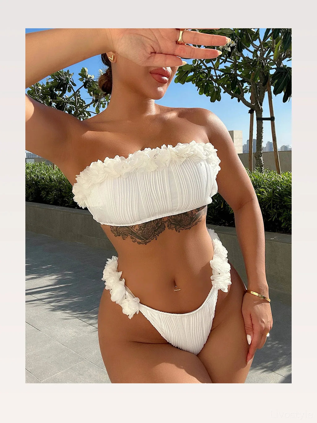 Applique Tie Back Two-Piece Bikini Set